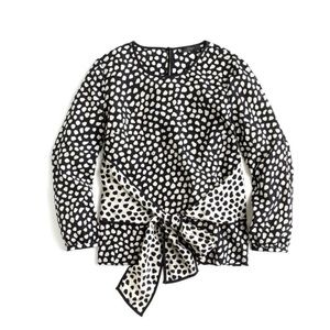 J.Crew Pebble Print silk Tie Blouse 10